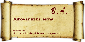 Bukovinszki Anna névjegykártya